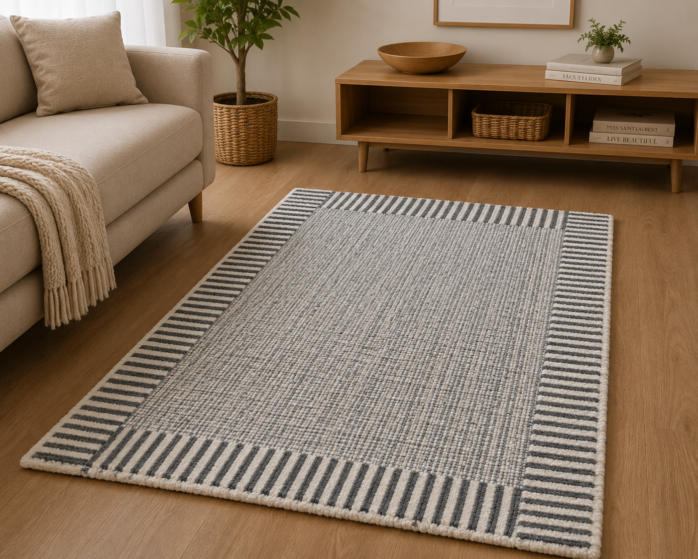 Handloom Rug - Pebble Texture Room View