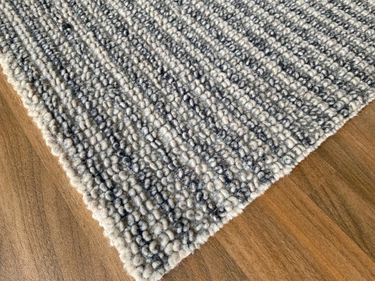 Handloom Rug - Grey Stripe Corner View