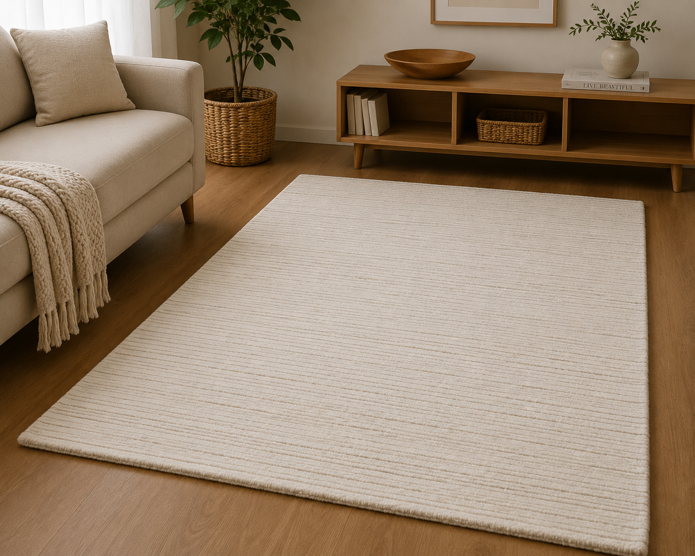 Handloom Rug - Modern Blocks Room View